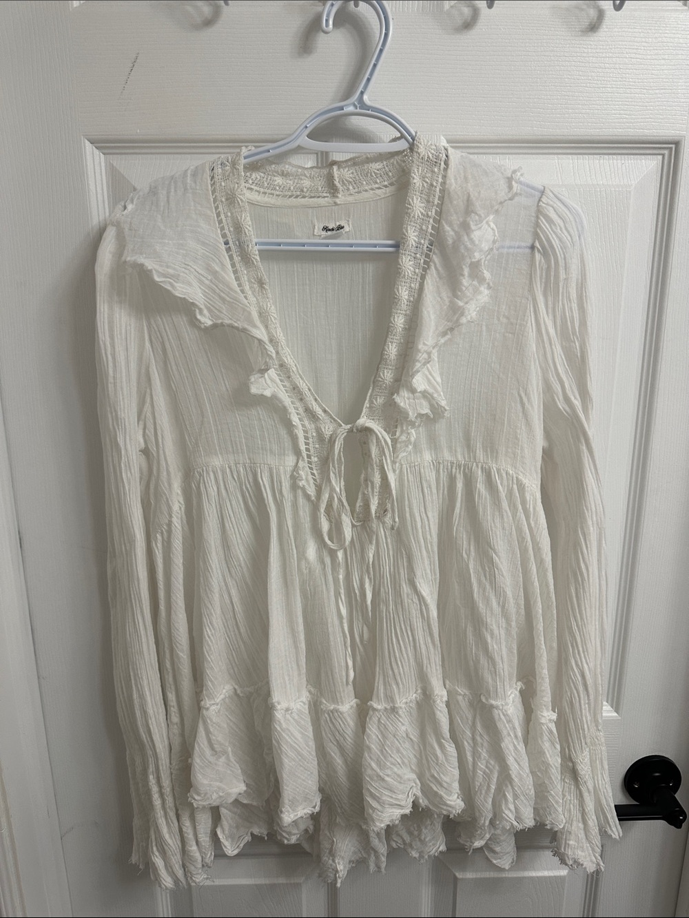 Urban Outfitters Cream Boho Ruffle Tunic Top